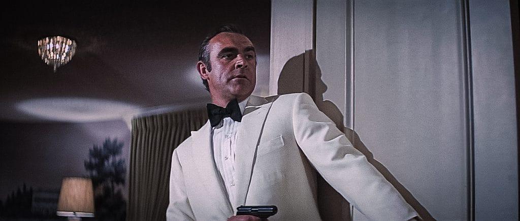 Sean Connery as James Bond with a Walther PPK pistol.